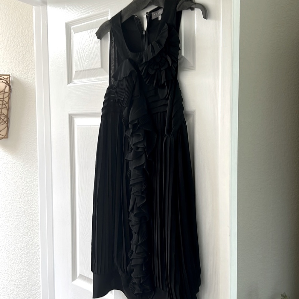 MM COUTURE BLACK pleated cocktail dress